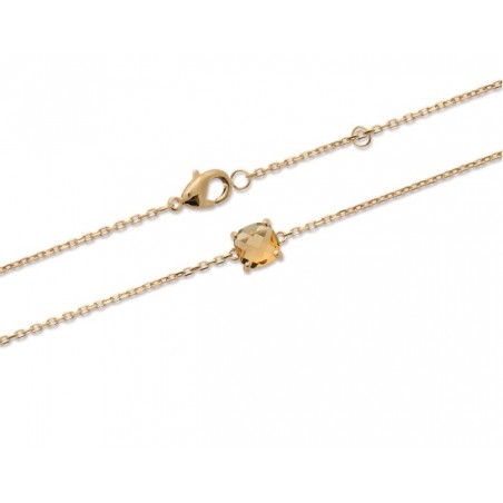 Bracelet Cristal Sertie 4 Griffes Citrine Dorée Plaqué or 18 Carats