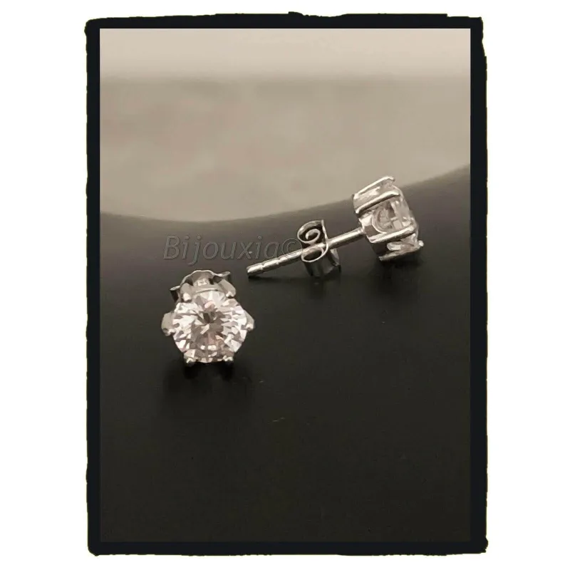 Boucles D'oreilles Puce Argent 925 Et Zirconium – Unisexe, Neuves Avec étiquettes
