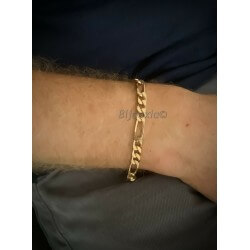 Bracelet Maille Figaro 6MM x 21CM Plaqué or 18 Carats
