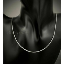 Chaîne Maille corde 60 cm En Argent Massif 925/1000 Poinçonné