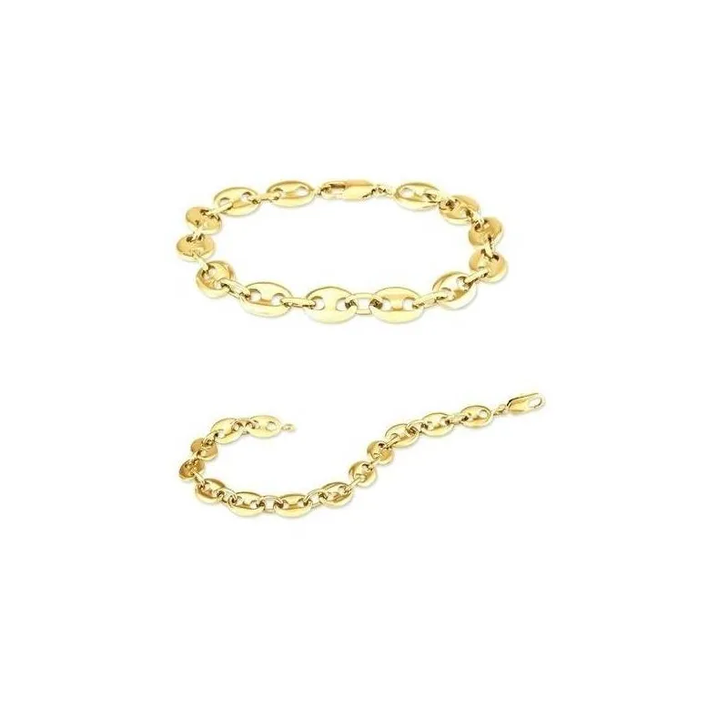 Bracelet Maille Grain De Café En Plaqué Or 18 Carats - Longueur 20 Cm, Largeur 5 Mm - Marque Bijouxia, Neuf Avec étiquettes - Mixte