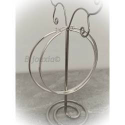 Boucles D'oreilles Créoles 7 cm Fil carré Argent Massif 925/1000