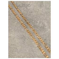 Chaîne Maille Figaro Plate 60 cm X 6MM Plaqué Or 18 carats NEUF Bijou Homme