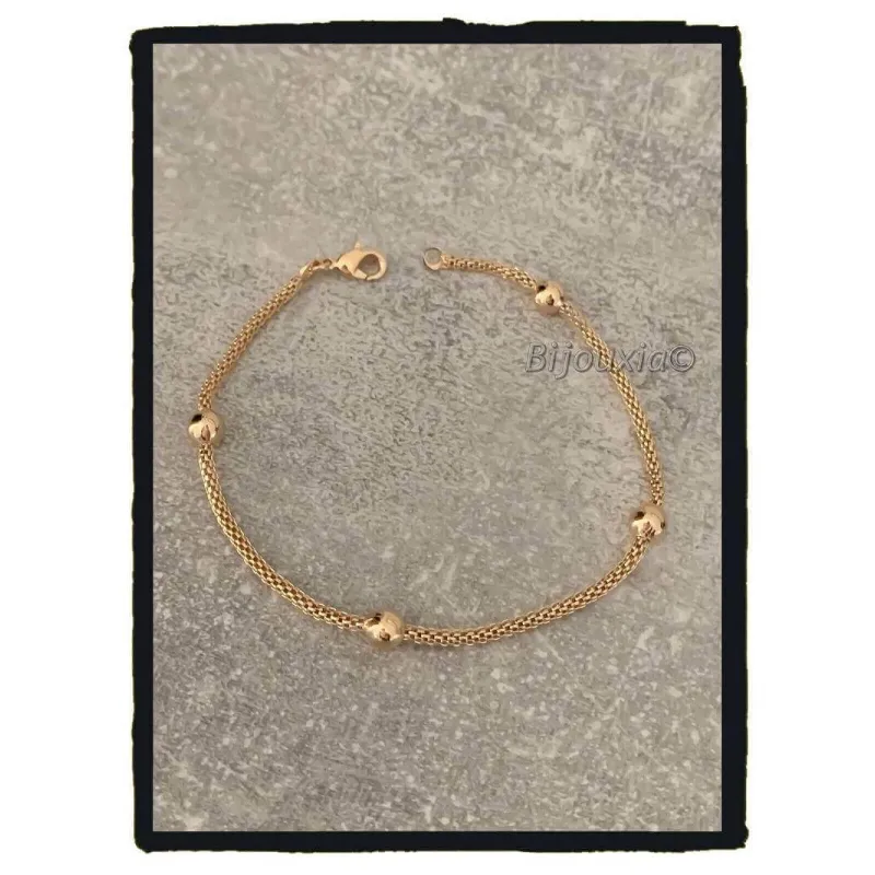 Bracelet Maille Corde En Plaqué Or 18 Carats - Bijouxia - Neuf Avec étiquettes