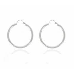Boucles D'oreilles Créoles Tube 3,5 CM Argent Massif 925 Rhodié