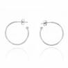 Boucles D'oreilles Créoles Ouvertes + Boule En Argent Massif 925 Rhodié