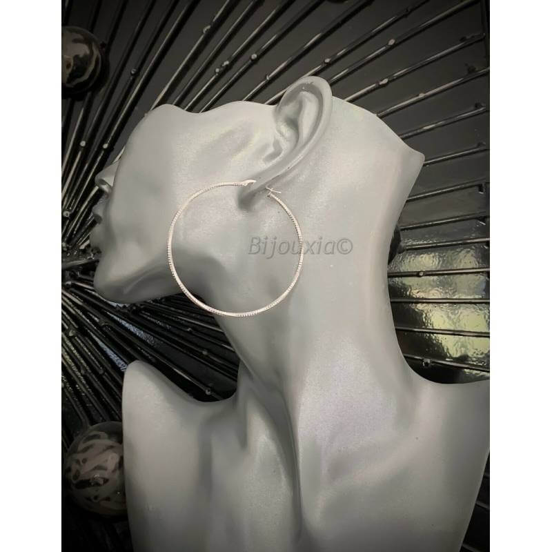 Boucles D'oreilles Ciselées En Argent Massif 925/1000 - Neufes Sans Emballage