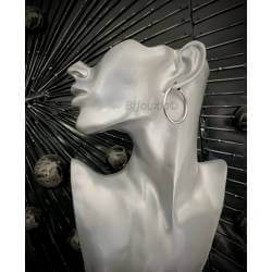 Boucles D'oreilles Créoles Tube 3,5 CM Argent Massif 925 Rhodié