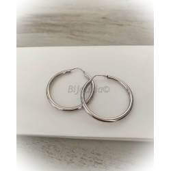 Boucles D'oreilles Créoles Tube 3,5 CM Argent Massif 925 Rhodié