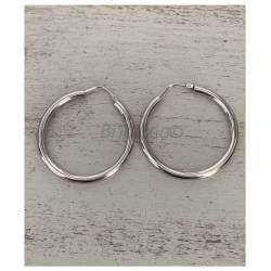 Boucles D'oreilles Créoles Tube 3,5 CM Argent Massif 925 Rhodié