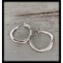 Boucles D'oreilles Créoles Ondulées 3,5 CM Argent Massif 925/1000