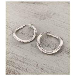 Boucles D'oreilles Créoles Ondulées 3,5 CM Argent Massif 925/1000