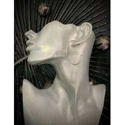 Boucles D'oreilles Créoles Ouvertes + Boule En Argent Massif 925 Rhodié