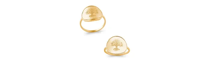 Bague Pièce Médaille Motif Arbre de Vie En Plaqué or 18 Carats T50 à 60