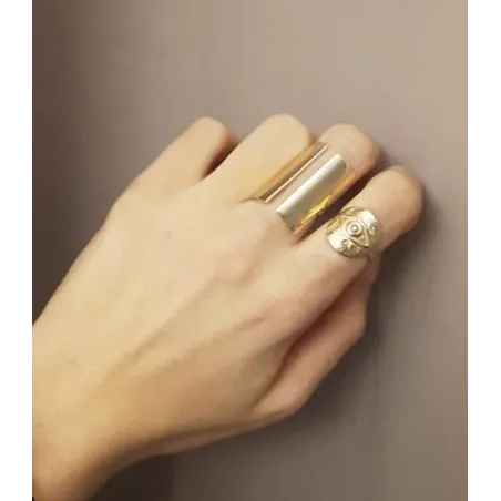 Bague Médaille Motif Égyptien En Plaqué Or 18 Carats - Taille 50 à 60 - Neuf Avec étiquettes
