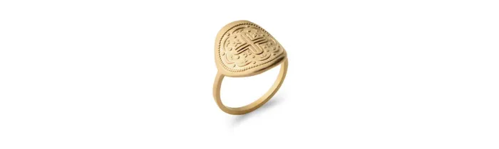 Bague Pièce Médaille Motif Croix En Plaqué or 18 Carats 750/000 T50à 60