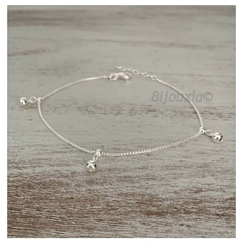 Chaîne De Cheville Pampilles Boules En Argent Massif 925/000