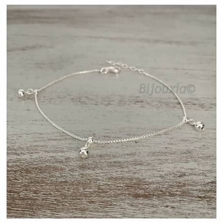 Chaîne De Cheville Pampilles Boules En Argent Massif 925/000