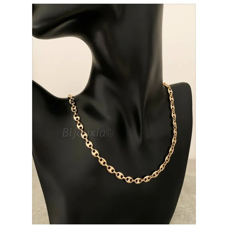 Collier Byzantine Rond En Or Doublé 10/000 - Fabriqué à La Main En Italie - Taille 6 Mm - Pochette Velours Incluse
