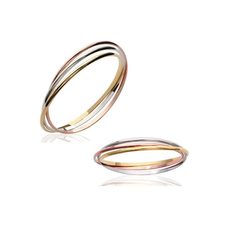 Set De 3 Bracelets Femme En Acier Inoxydable Plaqué Or 14 Carats - Bracelet Tennis Et Manchette - Réglables Et Empilables