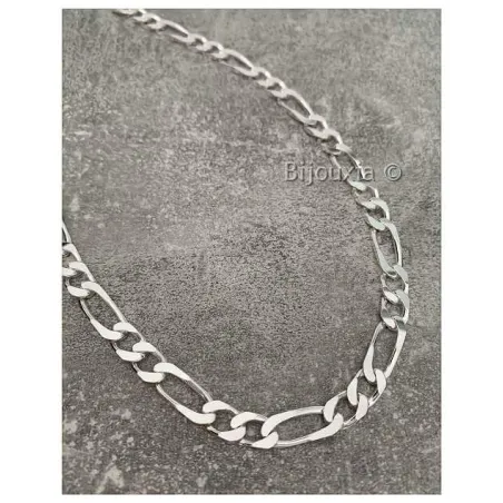 Chaîne Maille Figaro Alternée 1-1 En Argent 925 - 4 Mm X 50 Cm, Neuve Bijouxia