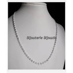 Chaîne Grain De Café 55cm Argent 925/1000 Étiquette Bijoux