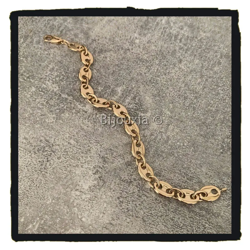 Bracelet Maille Grain De Café 19 Cm Plaqué Or 18 Carats Bijouxia - Neuf Avec étiquettes