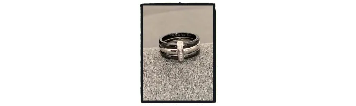Bague Microserti En Céramique Noire Et Argent Massif T50 à 62