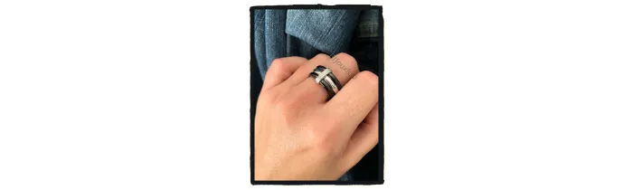 Bague Microserti En Céramique Noire Et Argent Massif T50 à 62