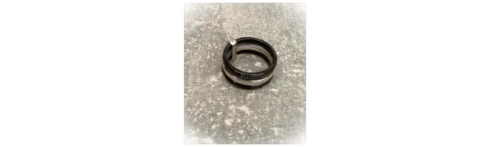 Bague Microserti En Céramique Noire Et Argent Massif T50 à 62