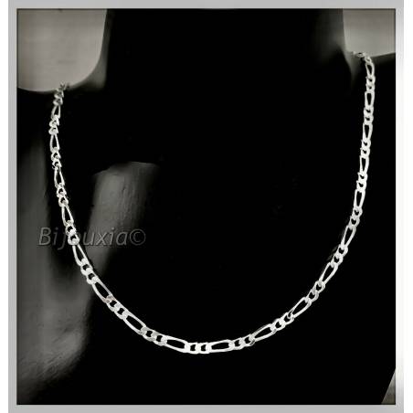 Chaîne Maille Alternée 1-2 Figaro 45CM X 4MM En Argent Massif 925/1000