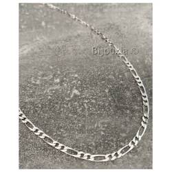 Chaîne Maille Alternée 1-2 Figaro 50CM X 4MM En Argent Massif 925/1000