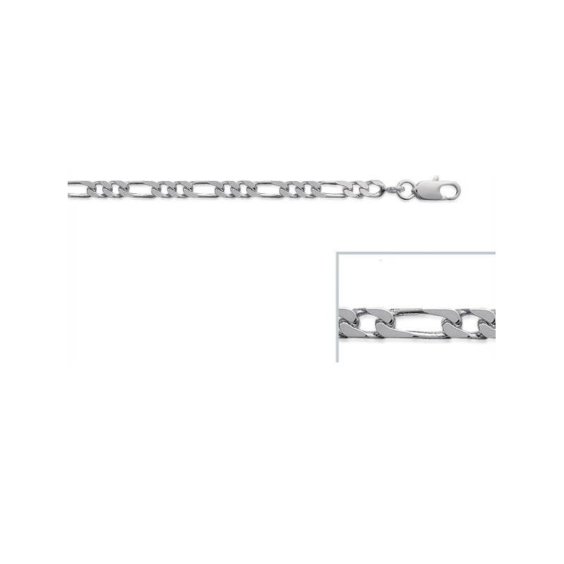 Bracelet Argent Massif 925 Figaro Alterné 1-2 Diamanté – 18cm X 2.5mm (Mixte)
