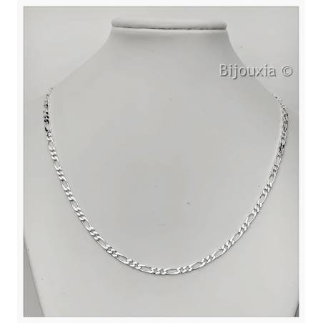 Chaîne Maille Alternée 1-2 Figaro 55CM X 3MM En Argent Massif 925/1000