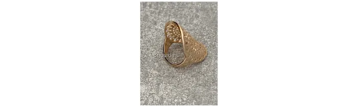 Bague Large Ajourée Arabesques En Plaqué or 18 Carats 750/1000 Bijoux