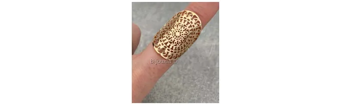 Bague Large Ajourée Arabesques En Plaqué or 18 Carats 750/1000 Bijoux