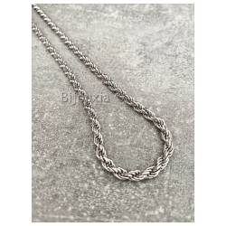 Collier Maille Corde Robuste Argent Massif 925/1000 Rhodié