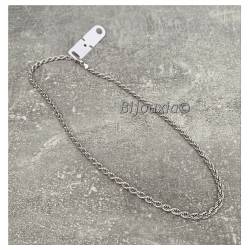 Collier Maille Corde Robuste Argent Massif 925/1000 Rhodié