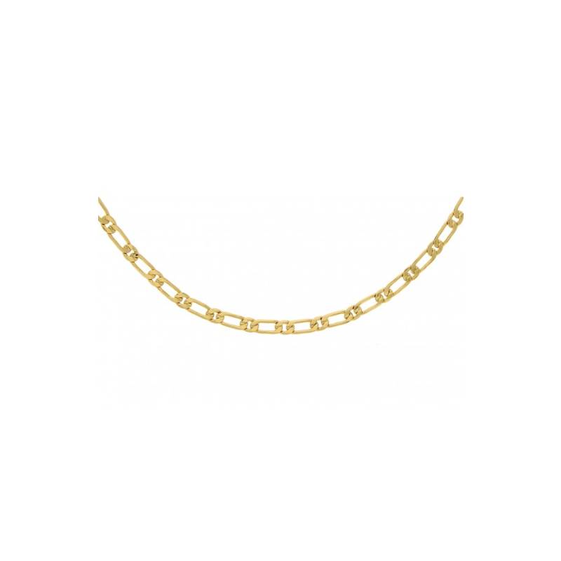 Chaîne 55 CM Maille Figaro Diamantée 1-1 Plaqué Or 18 carats