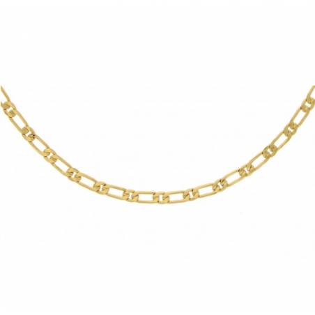 Chaîne 55 CM Maille Figaro Diamantée 1-1 Plaqué Or 18 carats