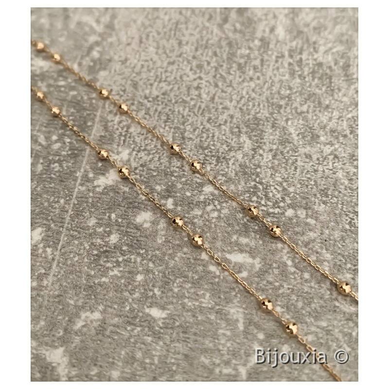 Bracelet Fines Boules 18CM En Plaqué or 18 CARATS 750/000