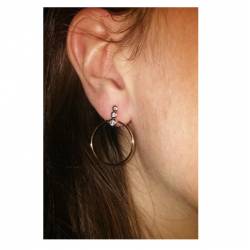 Boucles d'oreilles Cercle Pendant Serti Oxyde de Zirconium Plaqué or 18 Carats