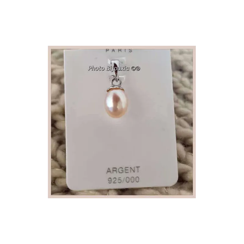 Pendentif En Argent 925 Avec Perle D'Eau Douce Naturelle - Garanti Sans Nickel - Neuf Avec Écrin