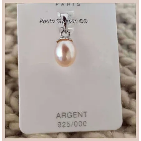 Pendentif Argent Massif 925 Avec Perle D'eau Douce Naturelle - Garanti Sans Nickel - Neuf Avec étiquettes