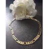 Chaîne 8MM x 55CM Maille Figaro Diamantée 1-3 Plaqué Or 18 Carats Homme