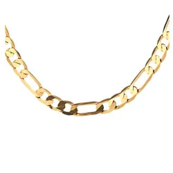Chaîne 8MM x 55CM Maille Figaro Diamantée 1-3 Plaqué Or 18 Carats Homme