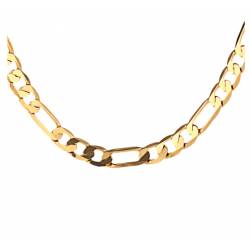 Chaîne 8MM x 60CM Maille Figaro Diamantée 1-3 Plaqué Or 18 Carats Homme