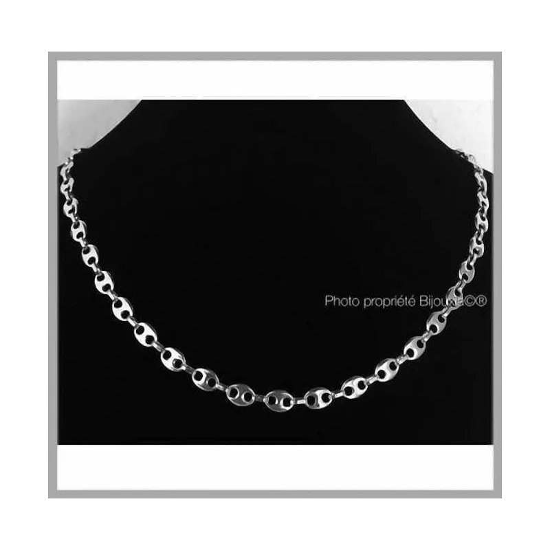Chaîne En Argent Massif 925/1000 Style Grain De Café - 6mm - Longueur Au Choix - Neuf Avec étiquettes - Bijou Mixte