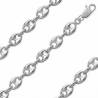 Chaîne Maille Grain De Café 50cm x 6mm En Argent 925/1000 Rhodium Haute Qualité