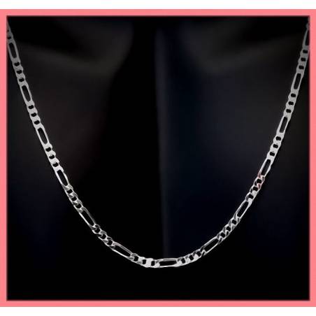 Chaîne Maille Figaro 50CM X 3MM Argent Massif 925 RHODIUM